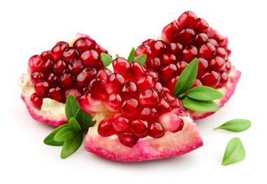 Sweet pomegranate with leafs clipart