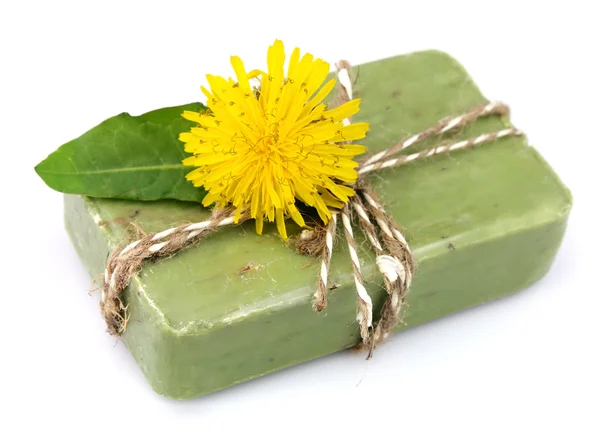 stock image Natural soap with dandelions