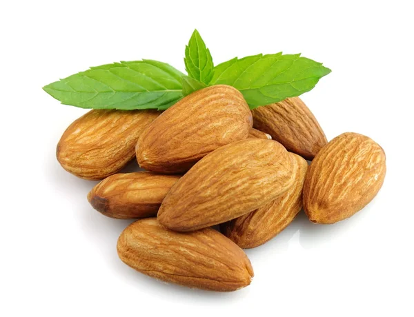 Almonds with mint — Stock Photo, Image