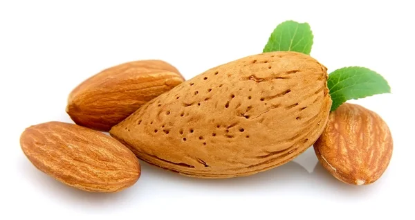 Almonds with a leaf — Stock Photo, Image
