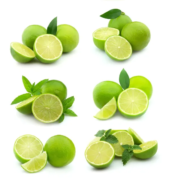 Collage av juice lime — Stockfoto