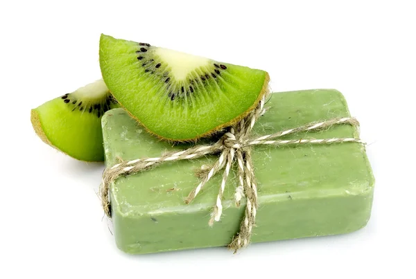 Soap with fresh kiwi — Stock Photo, Image
