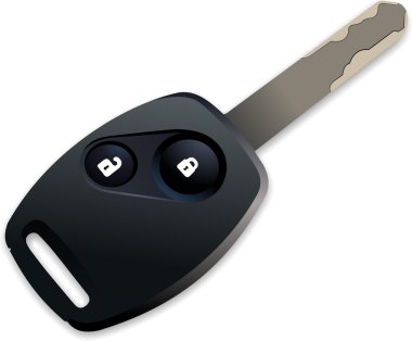 Car key with remote control isolated over white background clipart