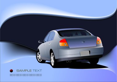 Abstract blue background with car sedan image. Vector illustrati clipart