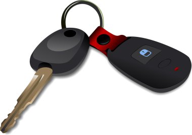 Car key with remote control isolated over white background clipart