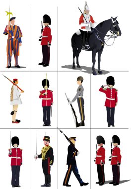 Big set of the few kinds guards. Vector illustration clipart