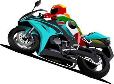 Biker on the road. Vector illustration clipart