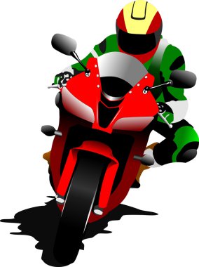 Biker on the road. Vector illustration clipart