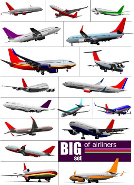Big set 0f Airliners. Vector illustration