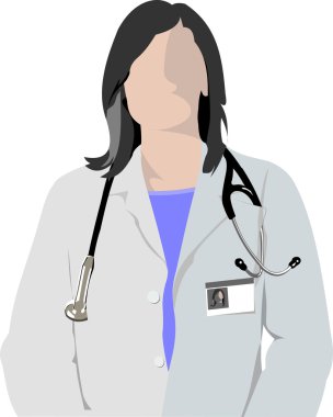 Medical doctor with stethoscope on cardiogram background. Vecto clipart