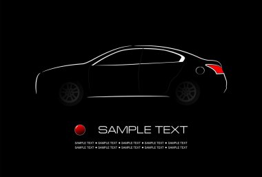 White silhouette of car on black background. Vector illustration clipart