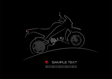 White silhouette of motorbike on black background. Vector illust clipart