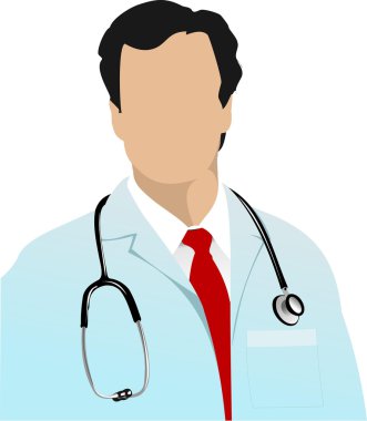 Medical doctor with stethoscope on white background. Vector ill clipart