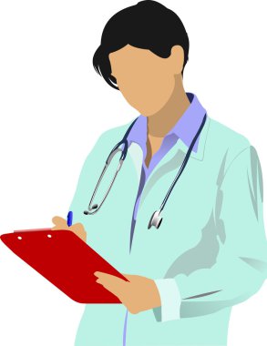 Medical doctor with stethoscope on white background. Vector ill clipart