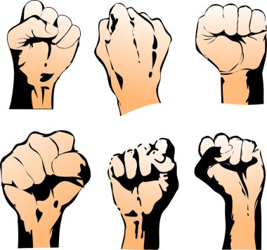 Six Struggle Hand Symbols. Vector Illustration clipart