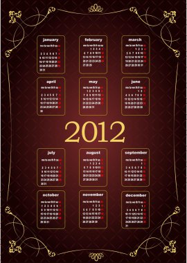 2012 calendar with flower image. Vector illustration clipart