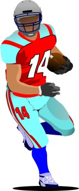 American football player s silhouettes in action. Vector illustr clipart