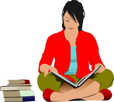 Woman reading book. Vector illustration
