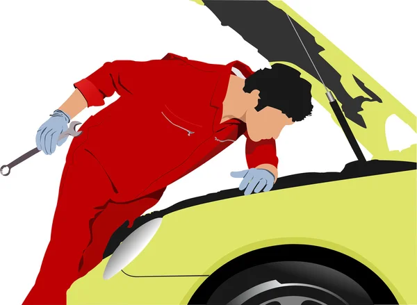 Uma ilustração vetorial de um mecânico de automóveis —  Vetores de Stock