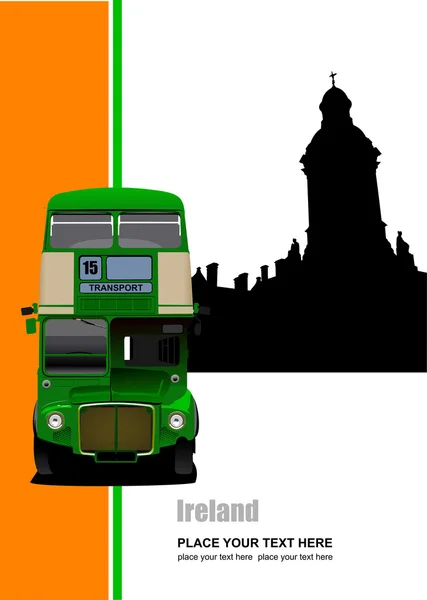 Vintage grön buss illustration. vektor — Stock vektor