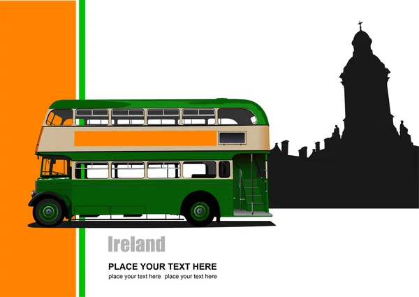 Вінтажна зелена автобусна ілюстрація. Векторні — стоковий вектор