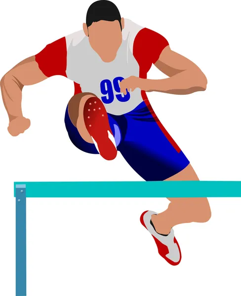 Hombre corriendo obstáculos. Ilustración vectorial — Archivo Imágenes Vectoriales