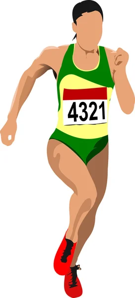 Długodystansowy biegacz. Biegacz na krótkie dystanse. Ilustracja wektora — Wektor stockowy