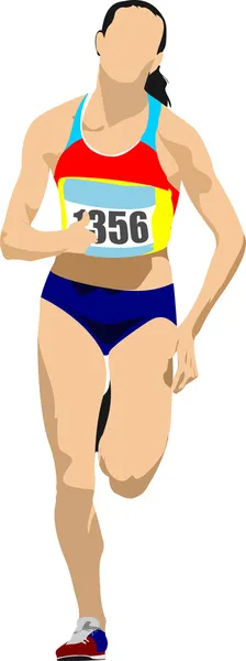 Woman Long-distance runner. Vector illustration — Stock Vector