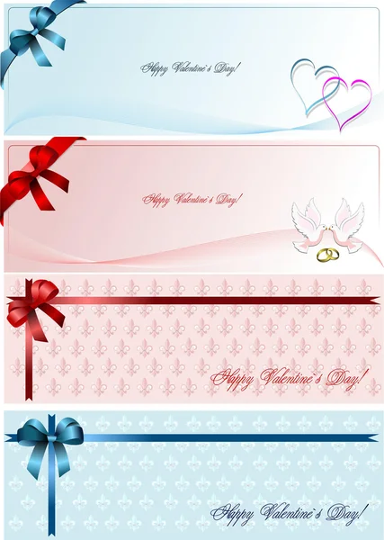 Set of foure Envelope with for Valentine`s Day. Vector. — Stock Vector