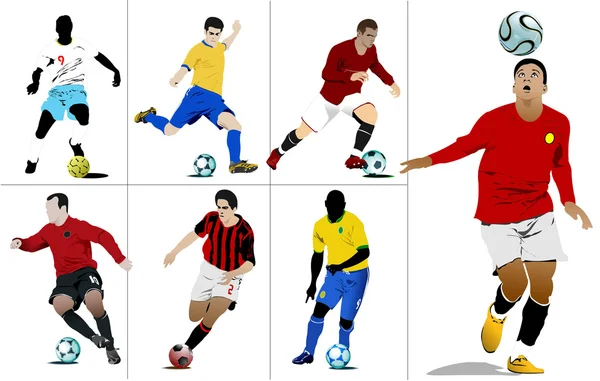 Piłkarze. Kolorowy wektor ilustracji dla projektantów — Wektor stockowy