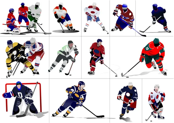 Giocatori di hockey su ghiaccio. Illustrazione vettoriale — Vettoriale Stock