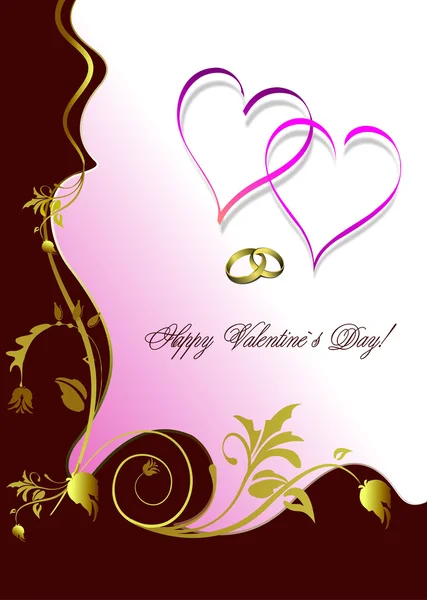 Greeting floral valentine`s day with hearts. Vector. — Stock Vector