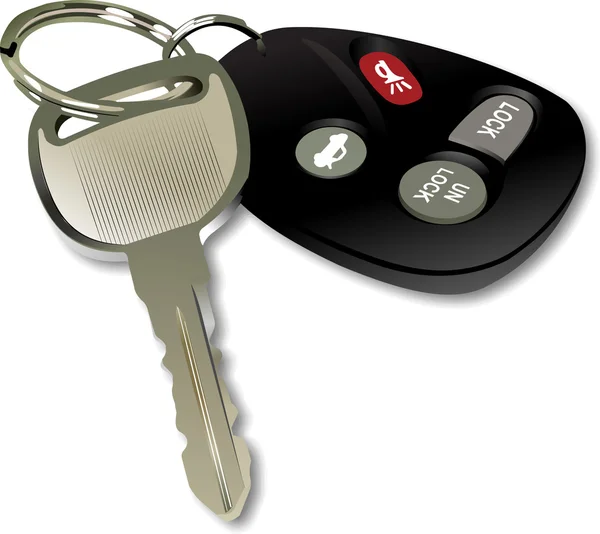 Auto sleutel met afstandsbediening geïsoleerd op witte achtergrond — Stockvector