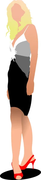Mujer joven silueta de color. Ilustración vectorial — Vector de stock
