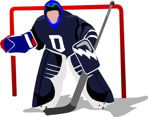 Giocatore di hockey su ghiaccio. Portiere. Illustrazione vettoriale — Vettoriale Stock
