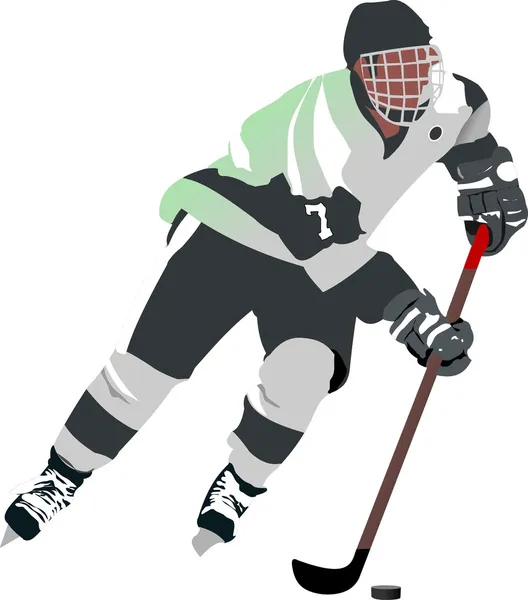 Jugador de hockey sobre hielo. ilustración vectorial — Vector de stock