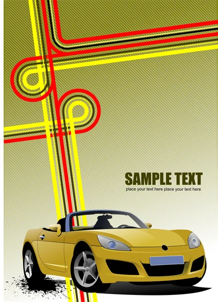 Cover for brochure with junction and yellow cabriolet image. Vec — Stockvector