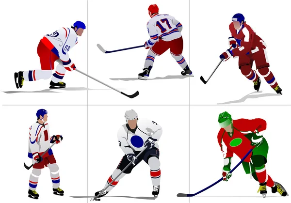Giocatori di hockey su ghiaccio. Illustrazione vettoriale — Vettoriale Stock