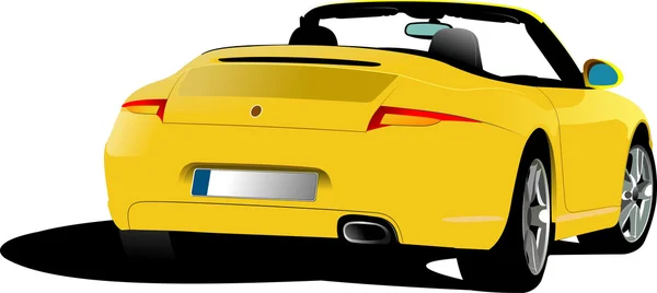 Yellow cabriolet on the road. Vector illustration — Stock Vector