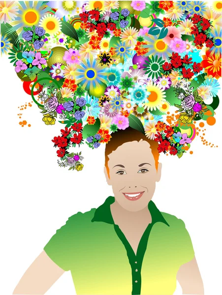 Kobieta kwiatowy sylwetka. Ilustracja wektorowa — Wektor stockowy