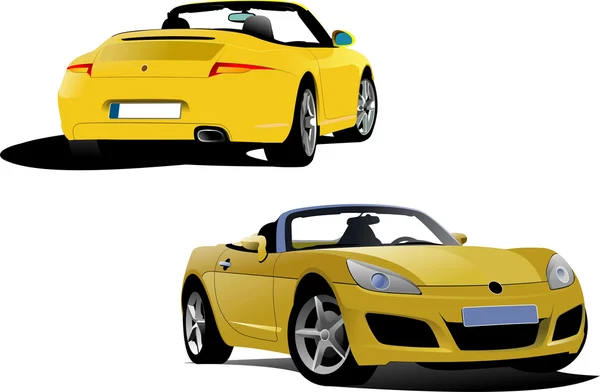 Žlutá kabriolet na silnici. vektorové ilustrace — Stockový vektor
