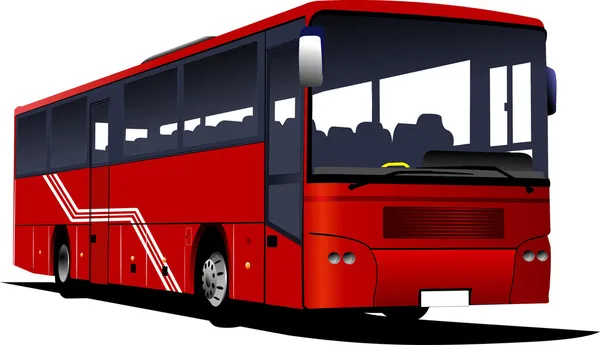 Červená městský autobus. turistické autobusy. vektorové ilustrace — Stockový vektor