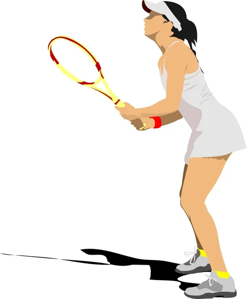 网球选手。设计人员用彩色矢量图解 — 图库矢量图片
