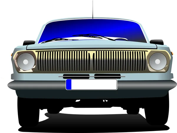 Fifty years old blue rarity car. Vector illustration — Stock Vector