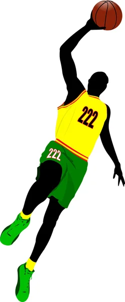 Jugadores de baloncesto. Ilustración vectorial coloreada para diseñadores — Vector de stock