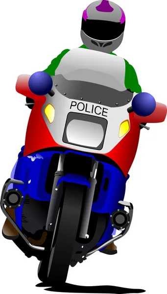 Politieagent op politie motorfiets op de weg. vectorillustratie — Stockvector