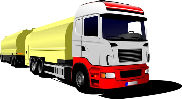 Lastbil med släpvagn isolerad på vit bakgrund vektor nedanstående — Stock vektor