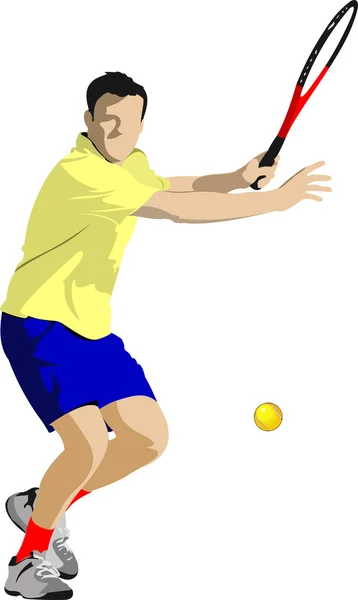 Jugador de tenis. Ilustración vectorial coloreada para diseñadores — Archivo Imágenes Vectoriales