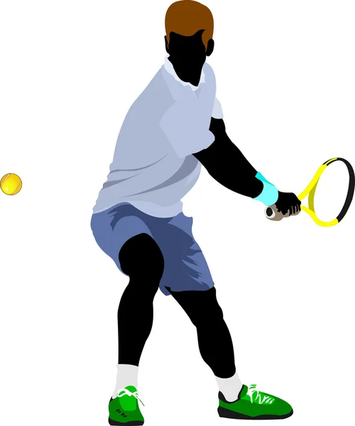 テニス選手。デザイナーのためのカラーベクトルイラスト — ストックベクタ