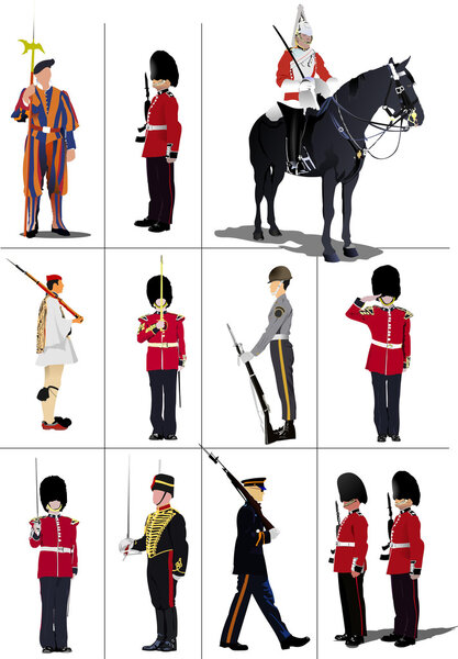 Big set of the few kinds guards. Vector illustration